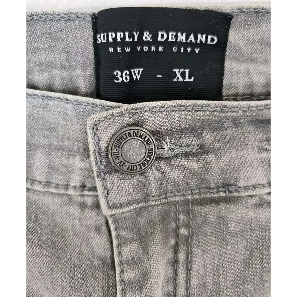 Denim & Supply~Men's Size 36×32 ~Black Light Wash Denim Skinny Jeans Distressed.